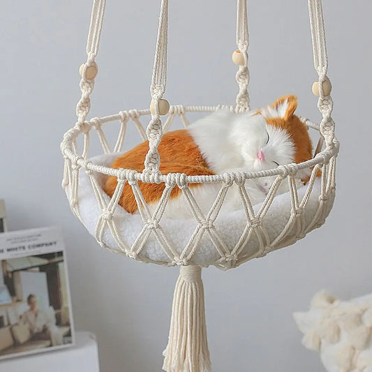 Cat Macrame Hanging Swing Bed